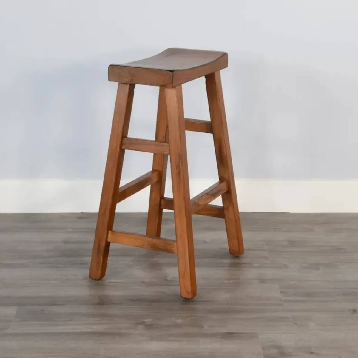 Sunny Designs Sedona Rustic Oak 30 Inch Saddle Seat Stool with Wood Seat