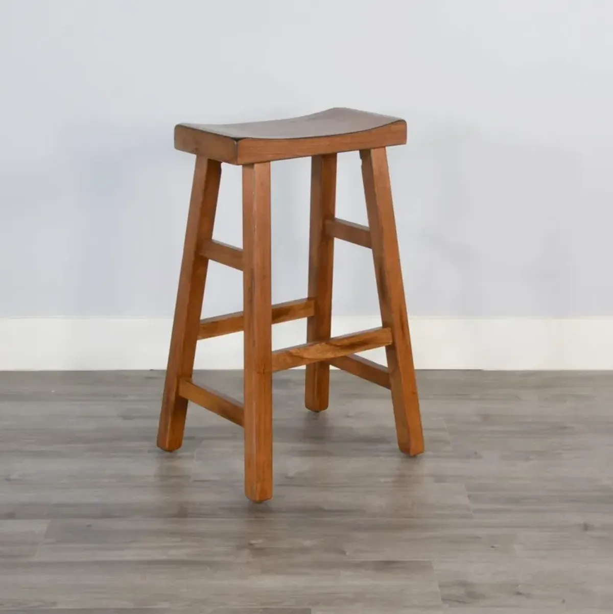 Sunny Designs Sedona Rustic Oak 30 Inch Saddle Seat Stool with Wood Seat