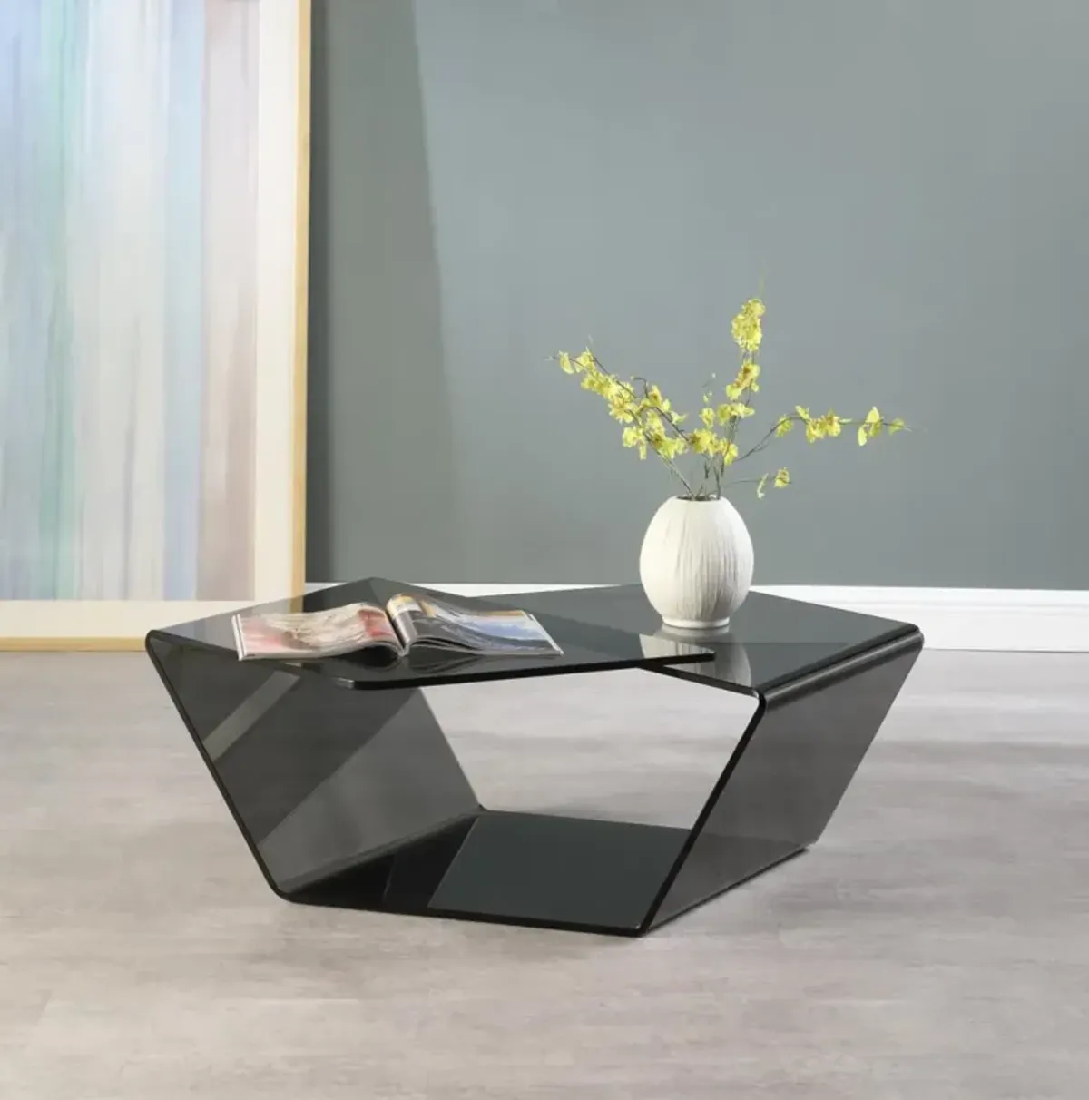 Chintaly Contemporary Tinted Bent Glass Cocktail Table