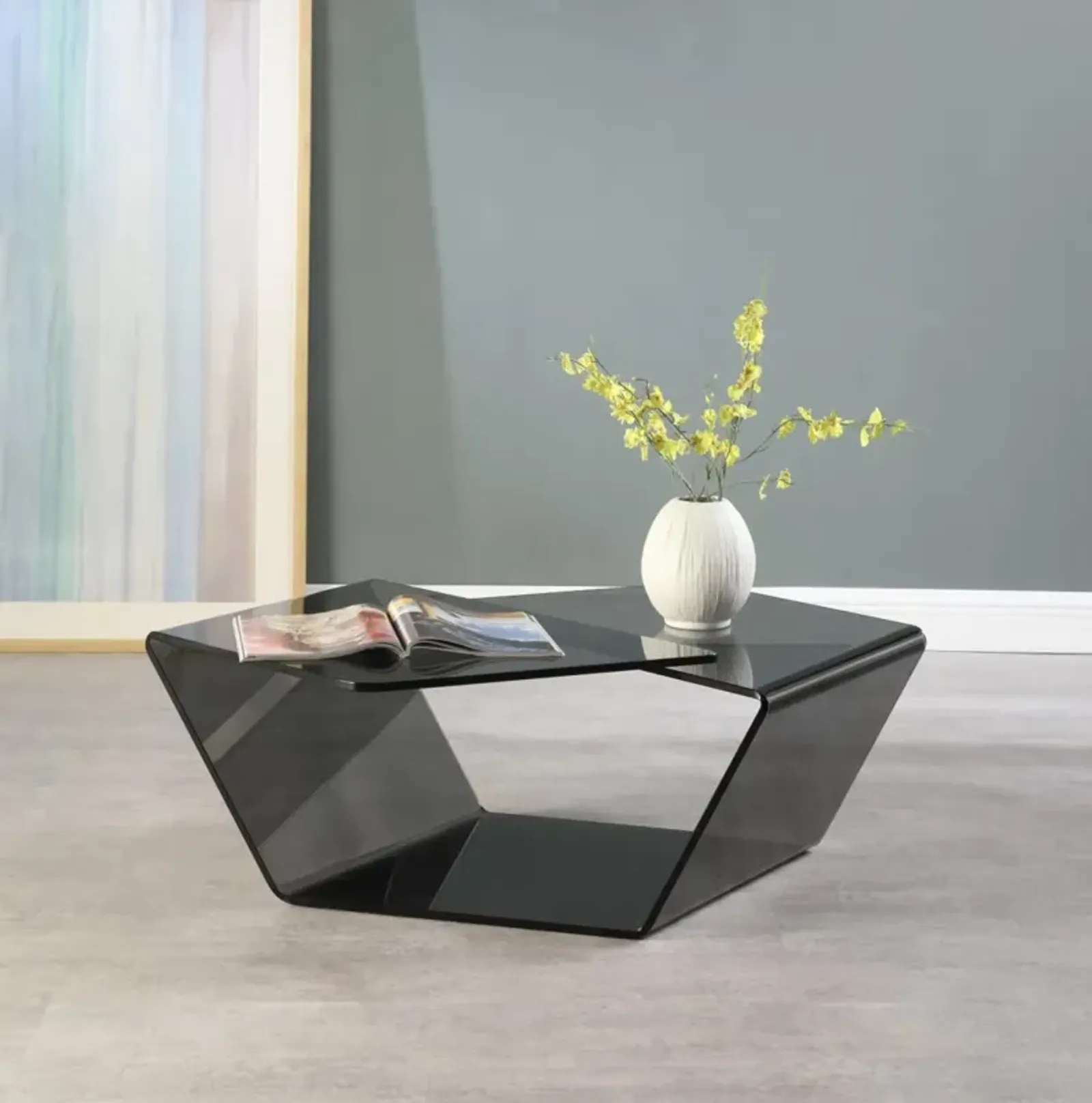 Chintaly Contemporary Tinted Bent Glass Cocktail Table