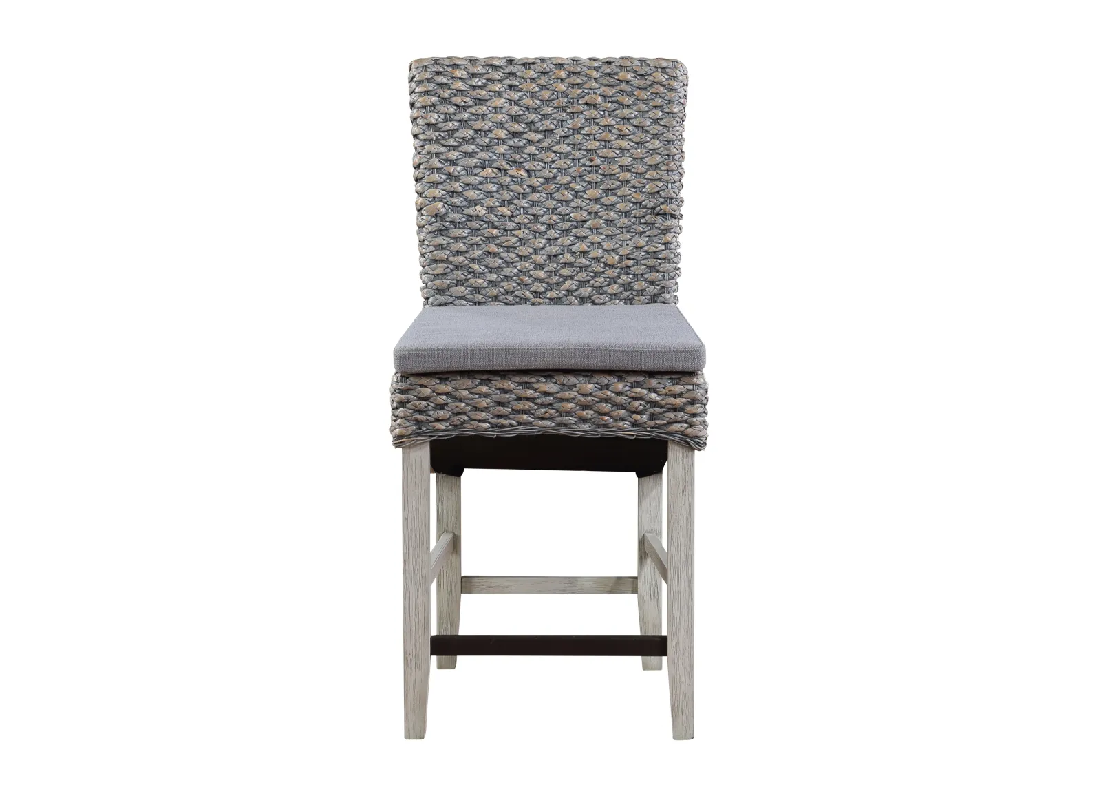 QUINCY COASTAL SEAGRASS COUNTER HEIGHT DINING BARSTOOLS WITH CUSHION - GREY