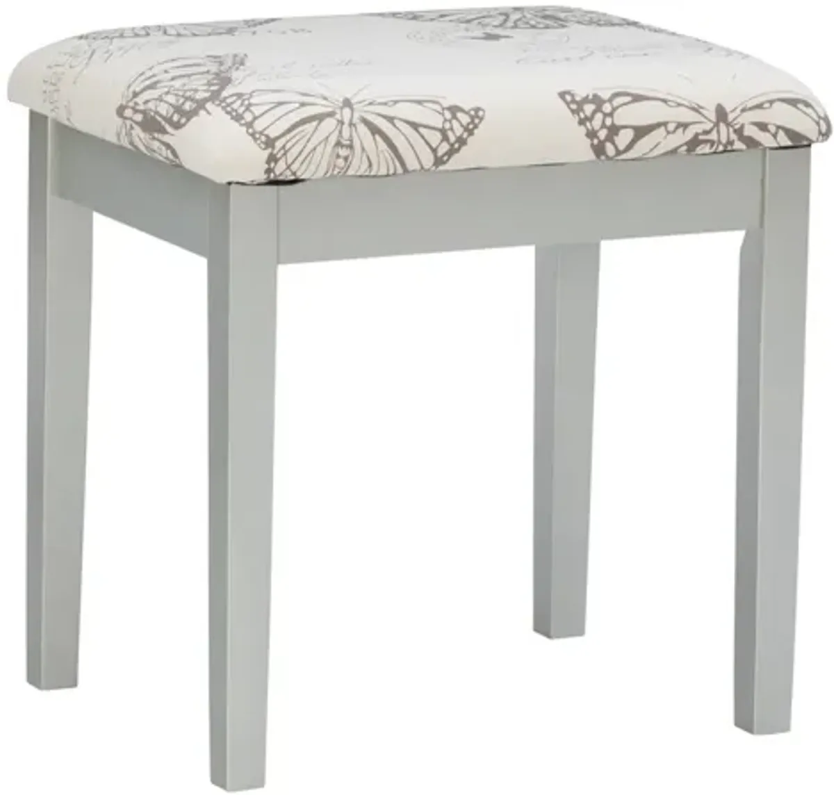 Linon Silver Butterfly Vanity & Stool