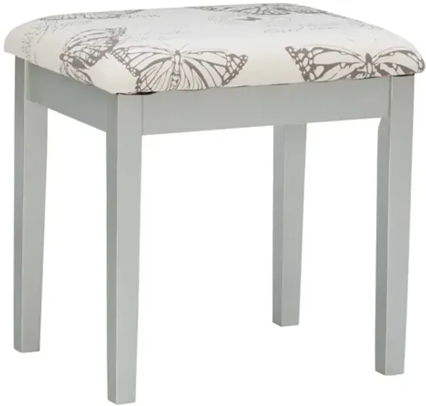 Linon Silver Butterfly Vanity & Stool