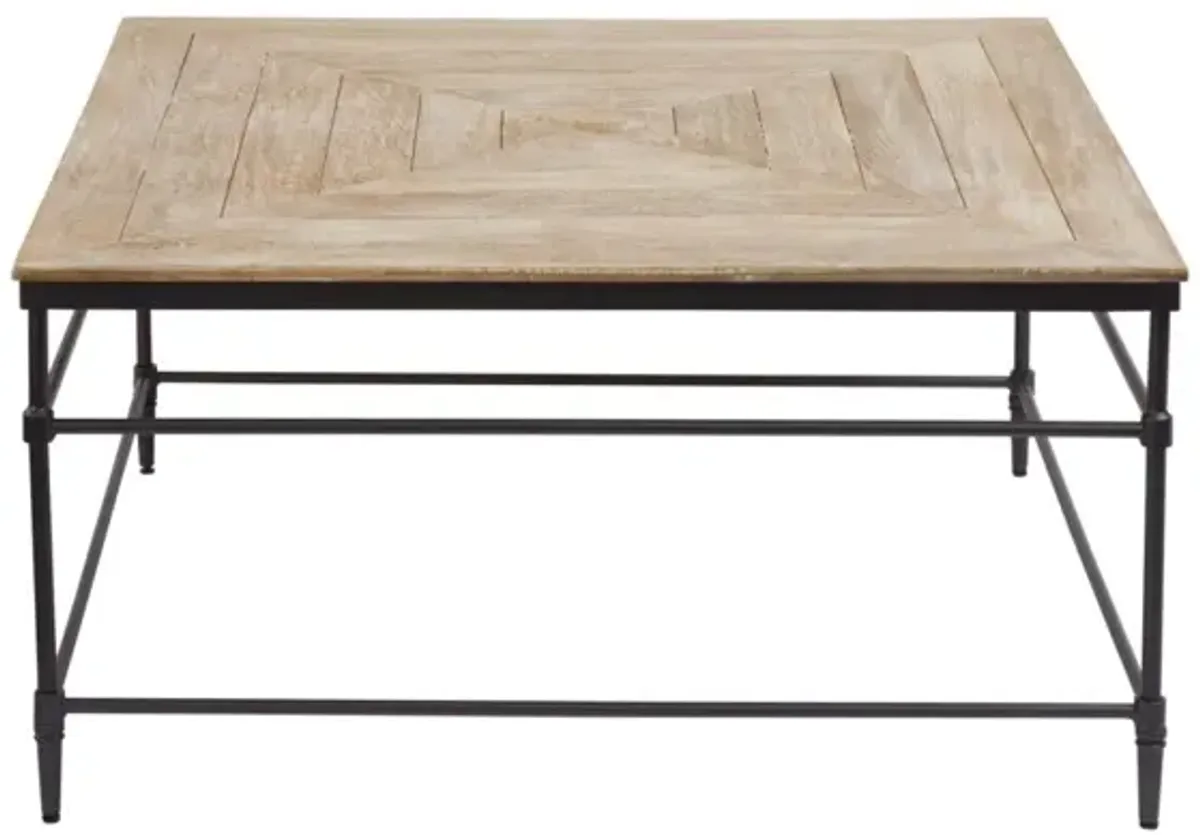 Martin Svensson Fenway 36 Inch Solid Wood Square Coffee Table in Pickled Mango