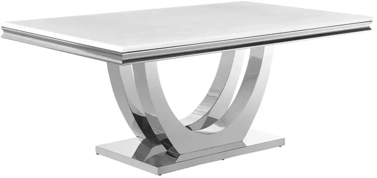 Coaster Kerwin Rectangular 71 Inch Stone Top Dining Table White