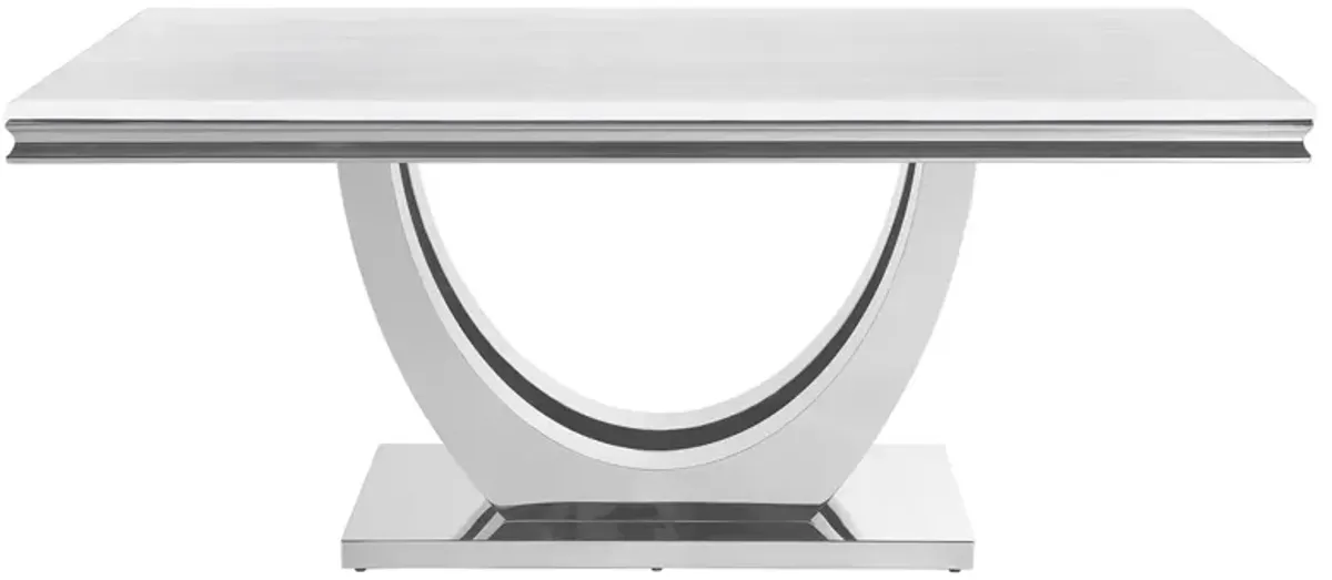 Coaster Kerwin Rectangular 71 Inch Stone Top Dining Table White