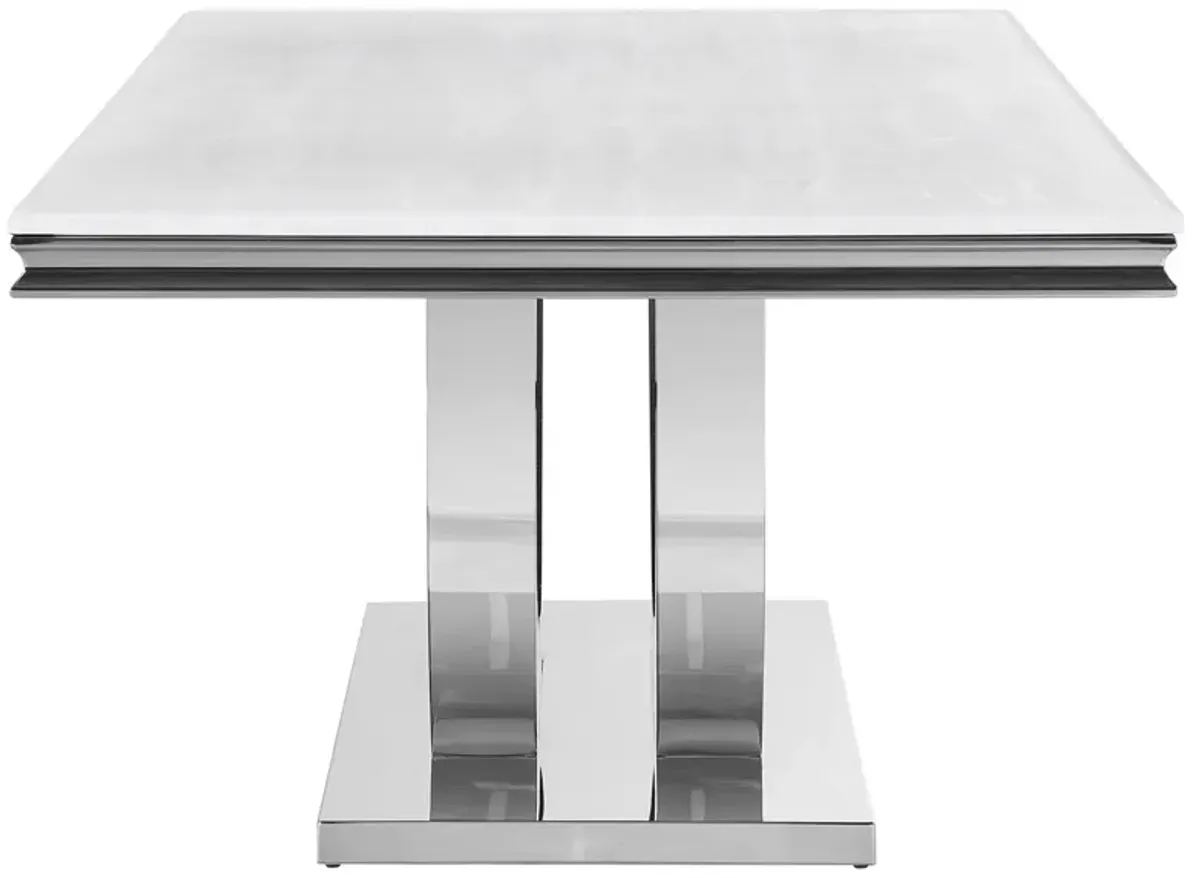 Coaster Kerwin Rectangular 71 Inch Stone Top Dining Table White