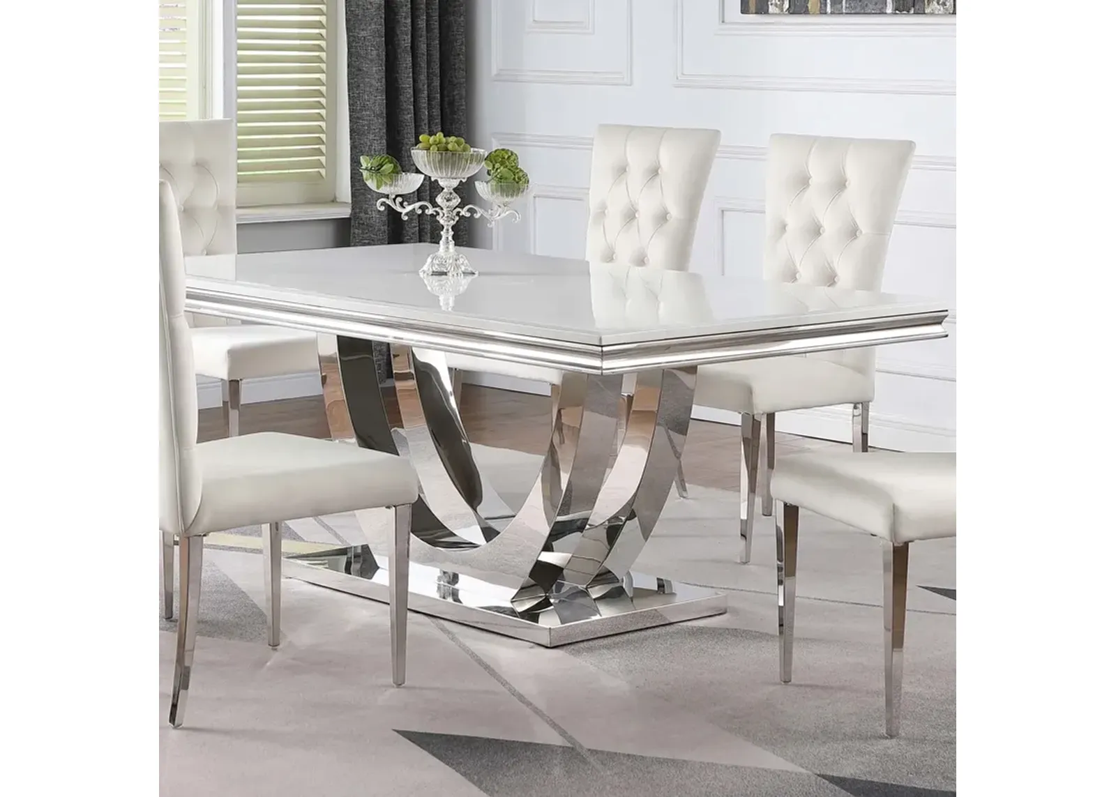 Coaster Kerwin Rectangular 71 Inch Stone Top Dining Table White