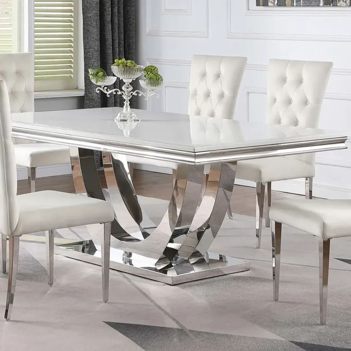 Coaster Kerwin Rectangular 71 Inch Stone Top Dining Table White