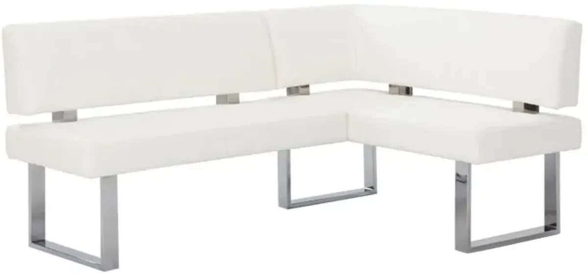 Chintaly Linden Contemporary Dining Set with White Gloss Table Upholstered Bench & Nook
