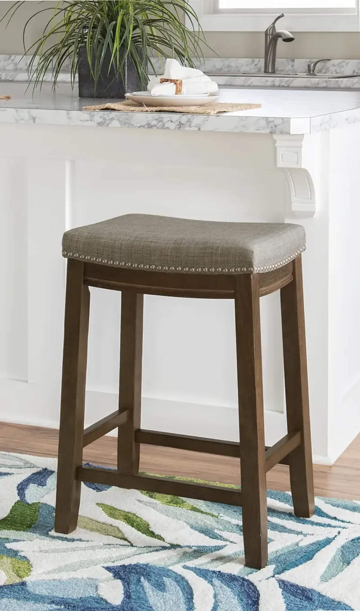 Linon Claridge Backless Saddle Counter Stool