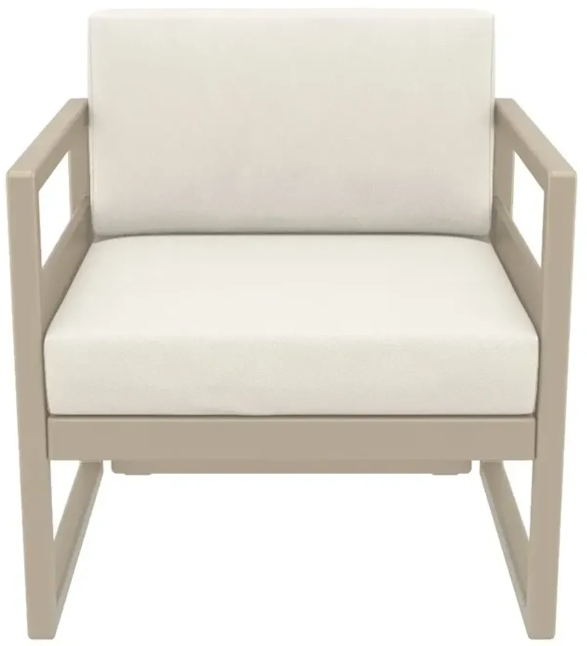 Compamia Mykonos Patio Club Chair Taupe with Sunbrella Natural Cushion