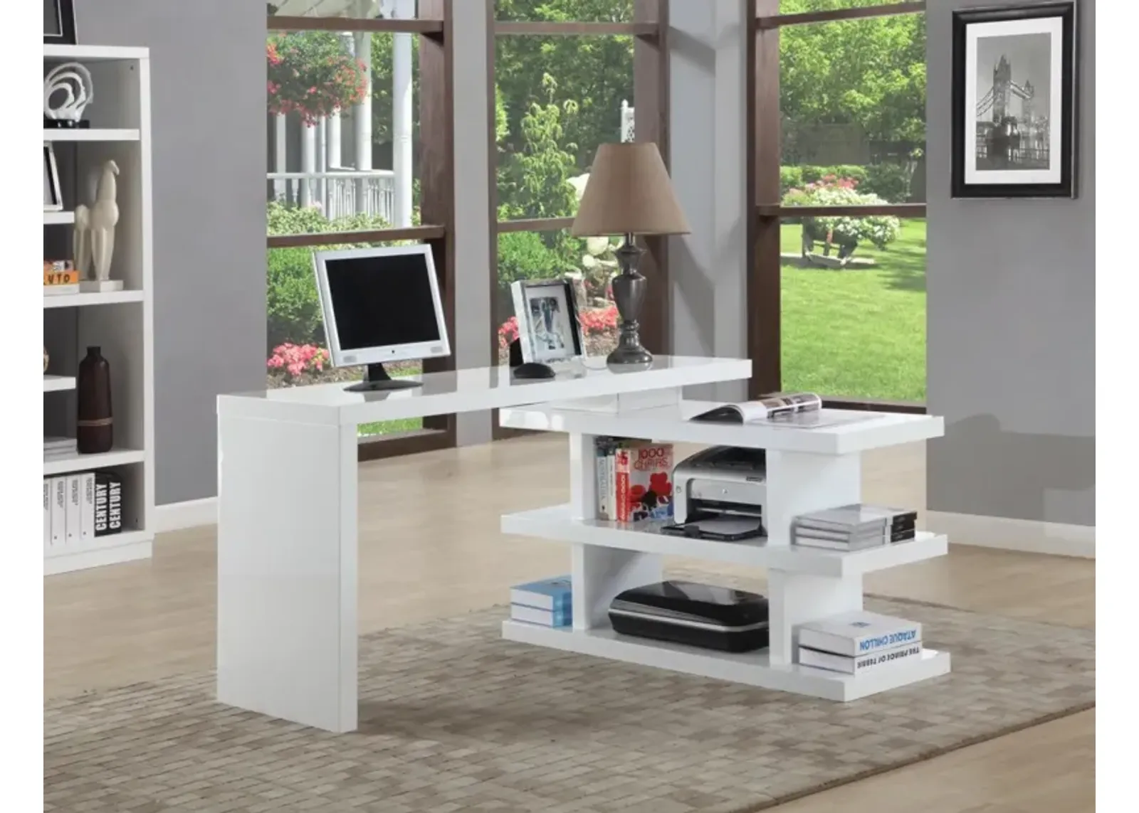 Chintaly Motion Home Office Desk with Shelves