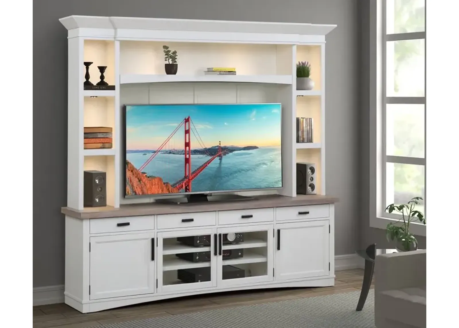 Parker House Americana Modern Collection 92 Inch Cotton Media Entertainment Center