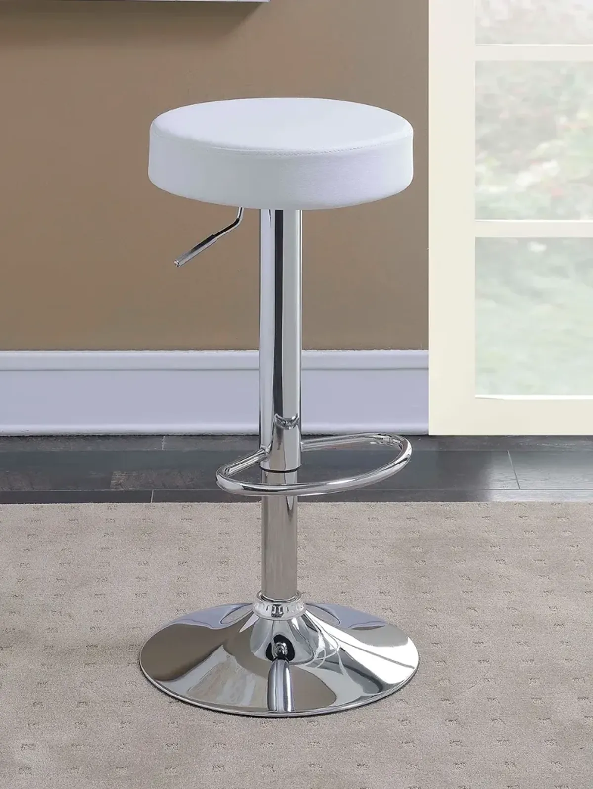 Coaster Ramses Adjustable Backless Bar Stool Chrome & White