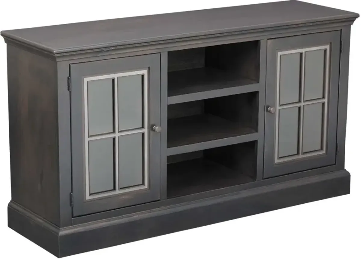 Aspenhome Churchill Ghost Black 59 Inch TV Stand Console with 2 Doors