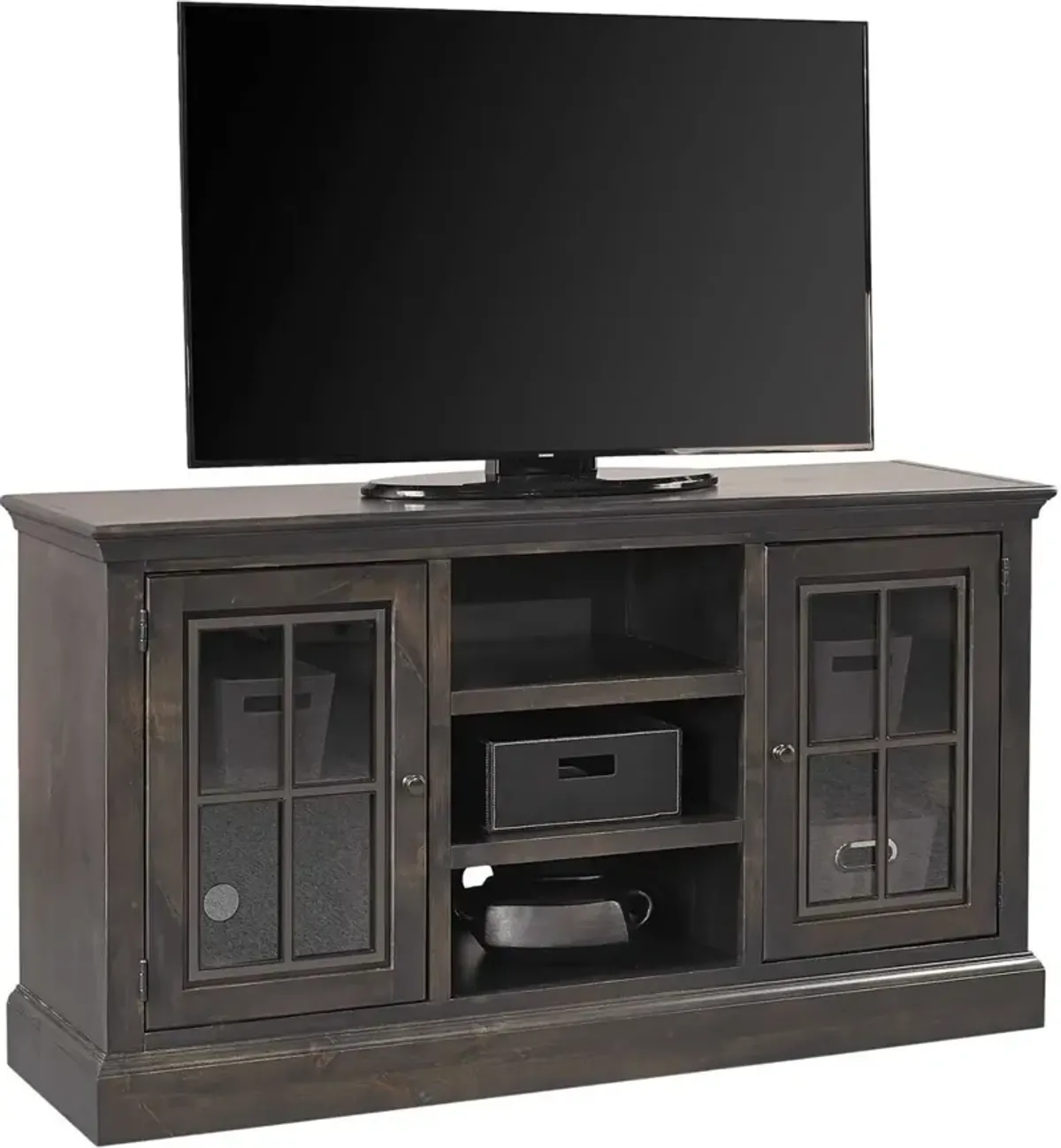 Aspenhome Churchill Ghost Black 59 Inch TV Stand Console with 2 Doors