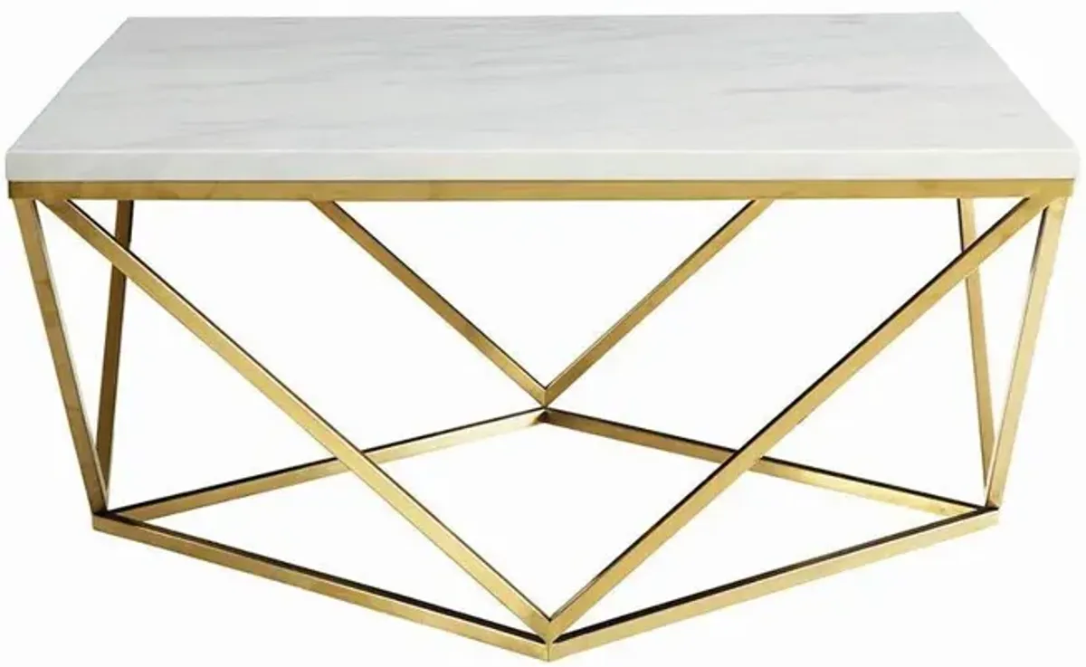 Coaster Meryl Square Faux Marble Top Coffee Table White & Gold