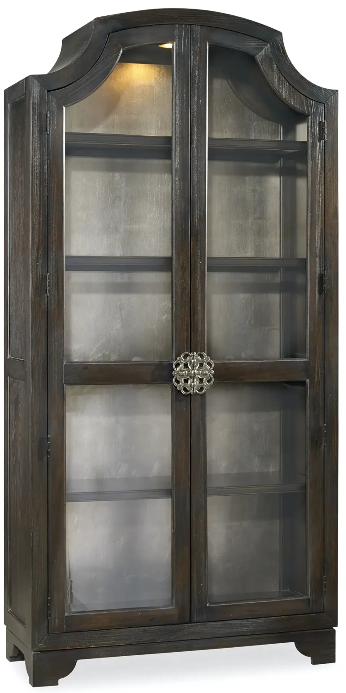 SANCTUARY GLASS BUNCHING EBONY ANTIQUED OAK CURIO