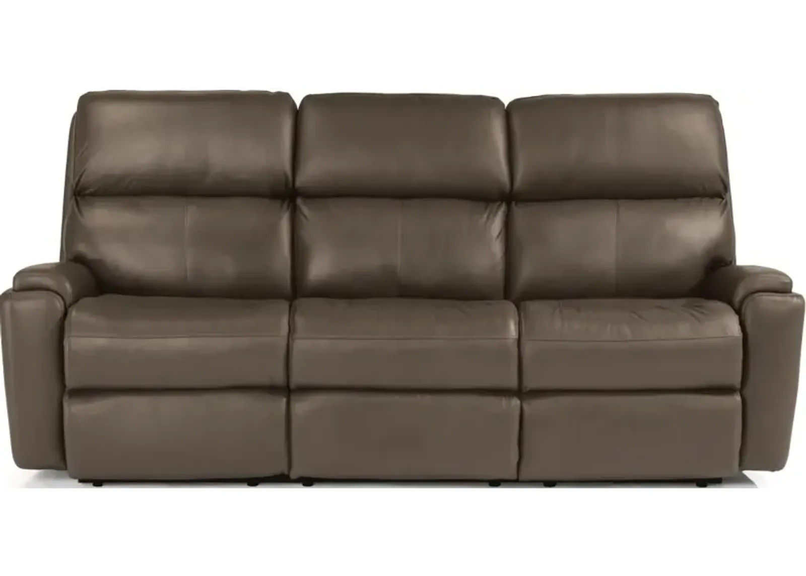 Flexsteel Rio Dark Stone Power Reclining Leather Sofa with Power Headrests