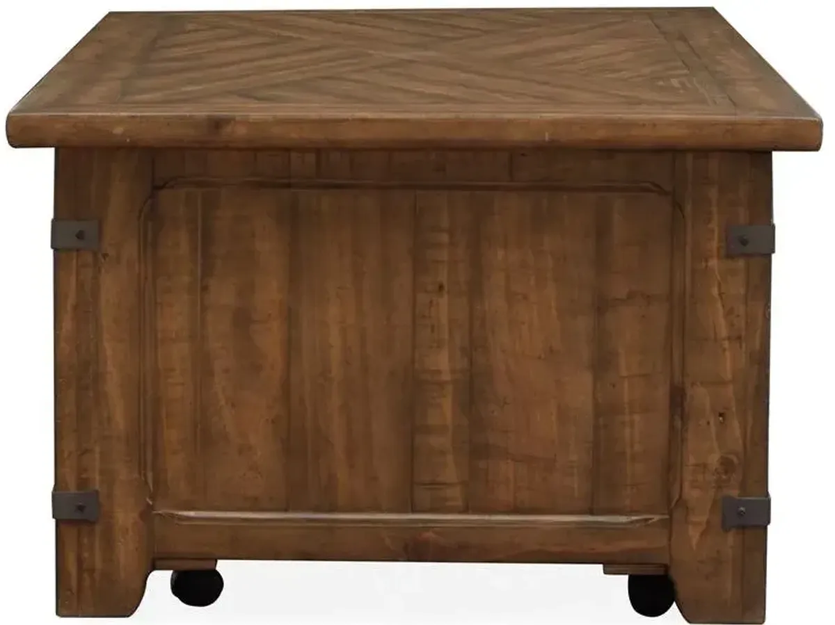 Magnussen Wood Lift-Top Storage Cocktail Table with Casters Chesterfield
