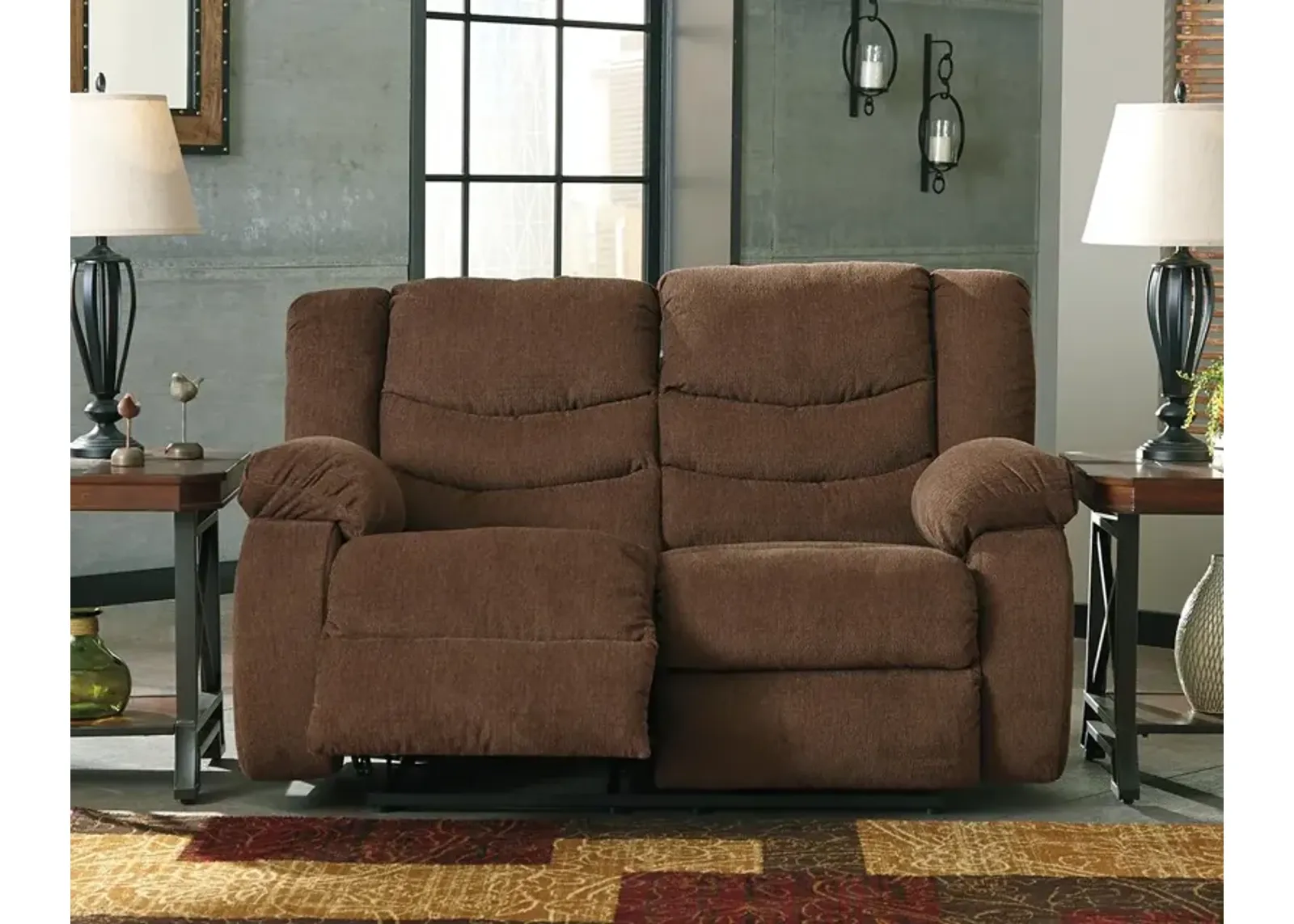 Ashley Tulen Chocolate Reclining Loveseat