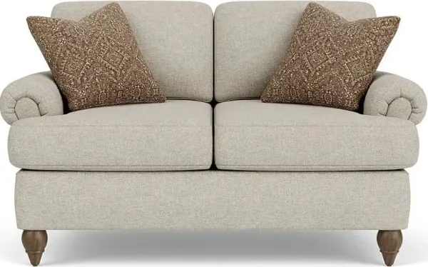 Flexsteel South Haven Silver Driftwood Loveseat with Round Legs
