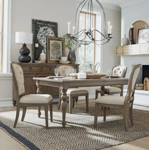 Liberty Furniture Americana Farmhouse 5-Piece Dusty/Black Taupe Leg Dining Table Set