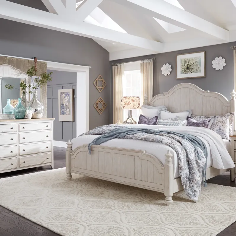 QUEEN POSTER BED DRESSER & MIRROR - FARMHOUSE REIMAGINED