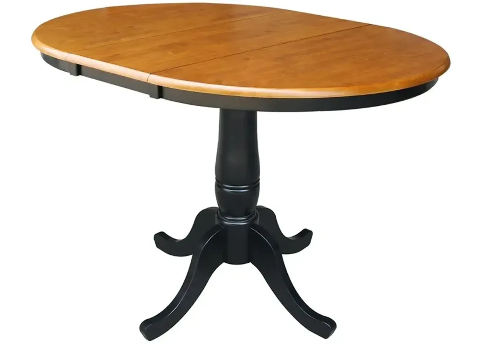 John Thomas Dining Essentials 36 Inch Extension Table with 30 Inch Traditional Pedestal Base in Cherry/Black