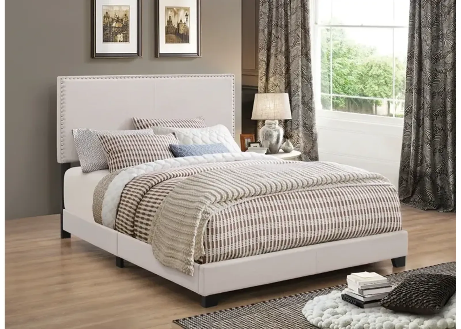 Coaster Boyd Upholstered Twin Panel Bed Ivory