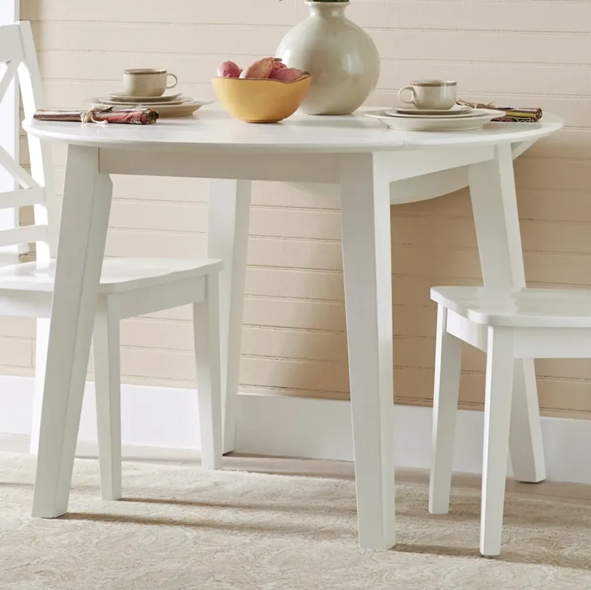 Jofran Simplicity Round Drop-Leaf Table Paperwhite