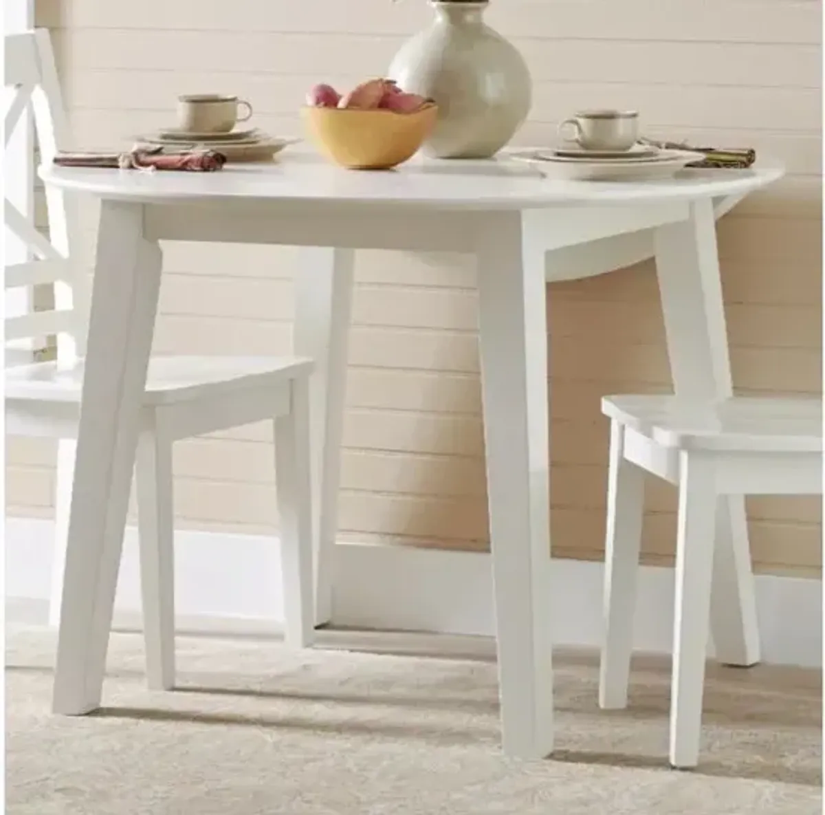 Jofran Simplicity Round Drop-Leaf Table Paperwhite