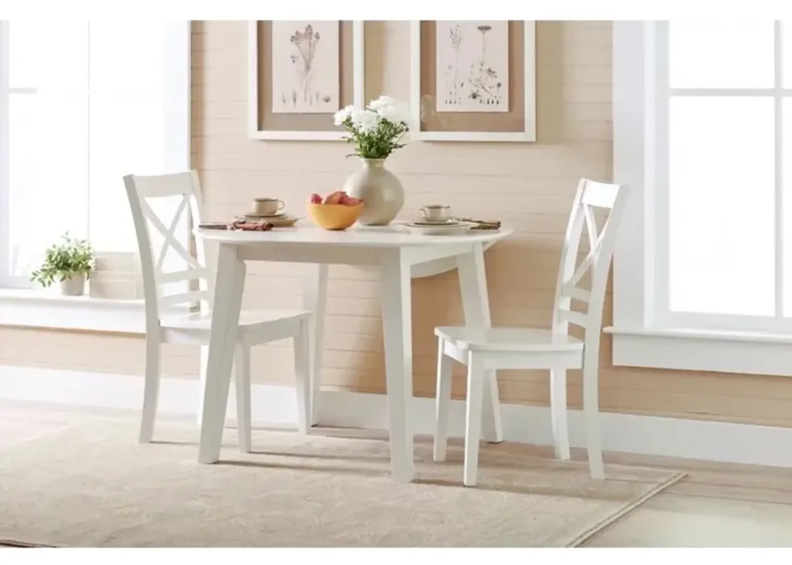 Jofran Simplicity Round Drop-Leaf Table Paperwhite