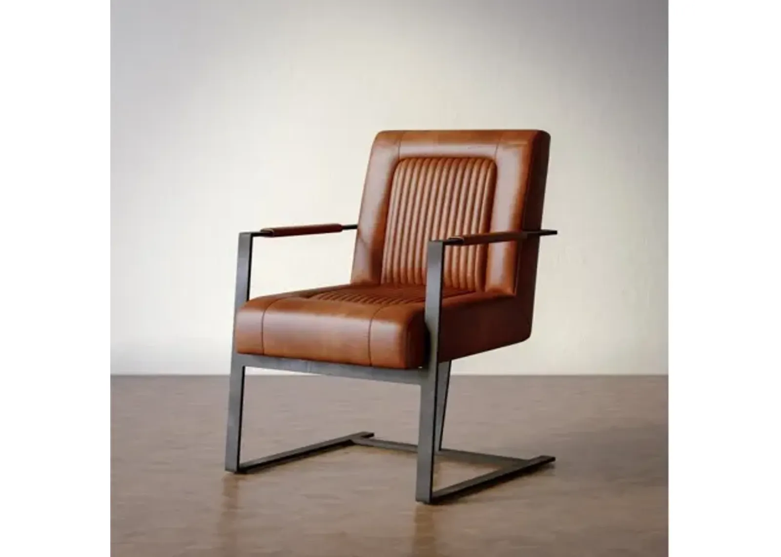 Maguire Genuine Leather Saddle Sled Chair