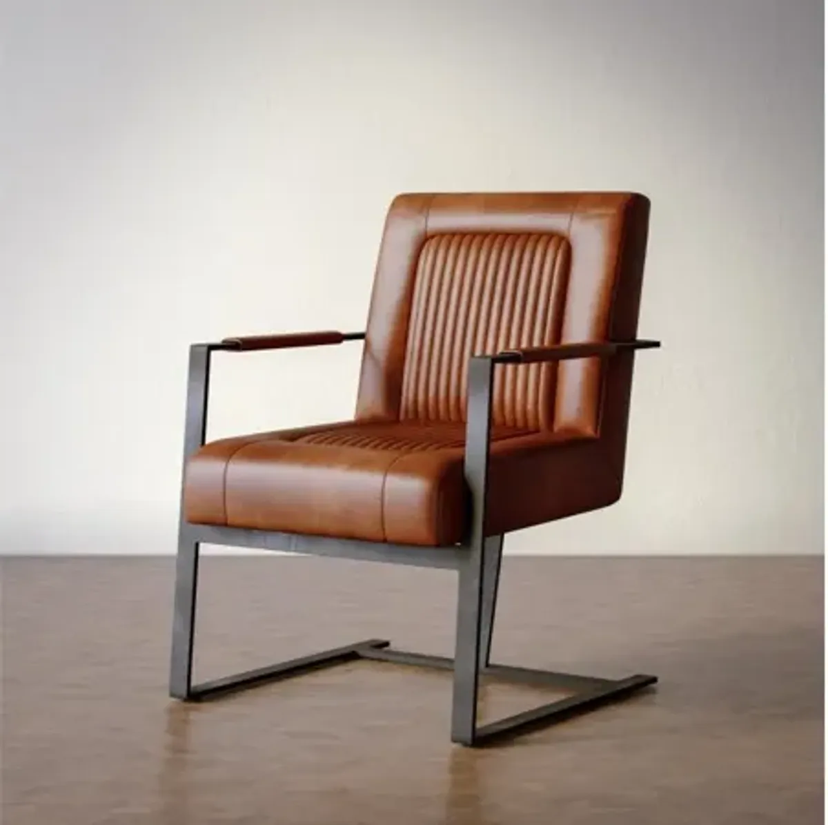 Maguire Genuine Leather Saddle Sled Chair