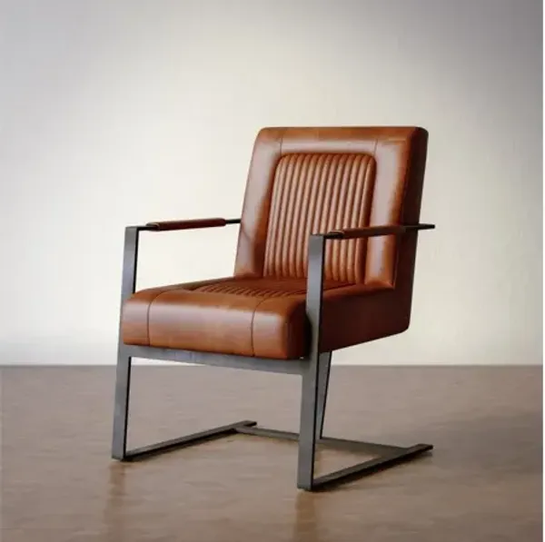 Jofran Maguire Genuine Leather Saddle Sled Chair