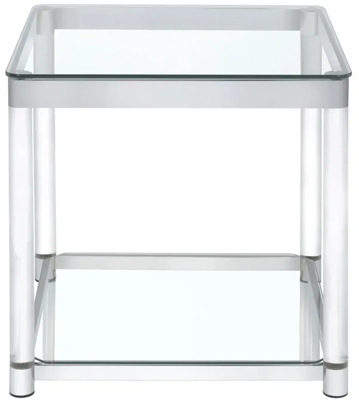 Coaster Anne Square Glass Top Acrylic Leg Side End Table Chrome