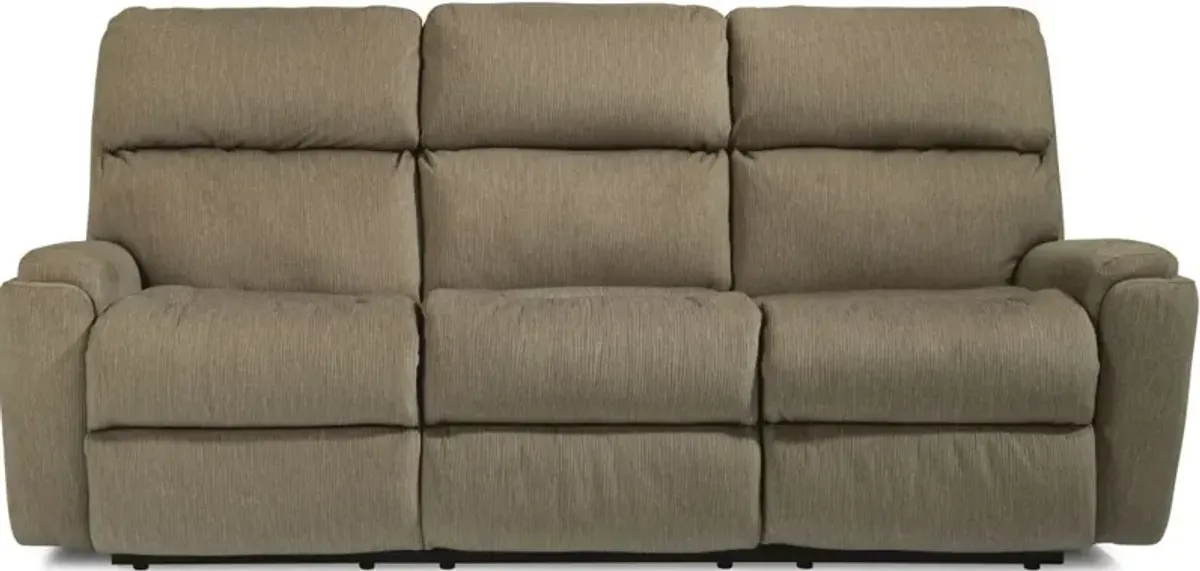 Flexsteel Rio Pewter Power Reclining Sofa with Power Headrests