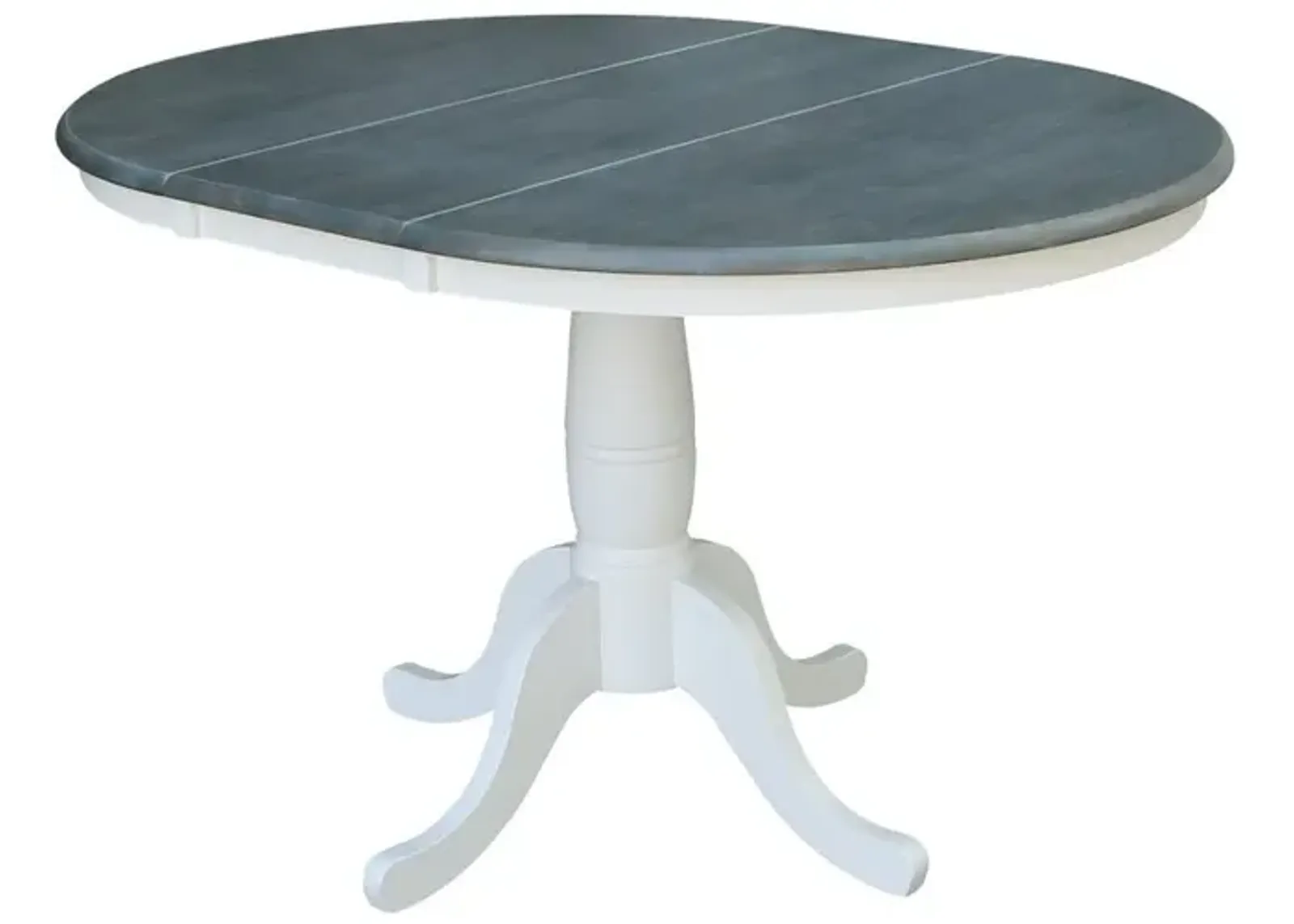 John Thomas Dining Essentials 36 Inch Extension Table with 30 Inch Traditional Pedestal Base in Heather Gray & White