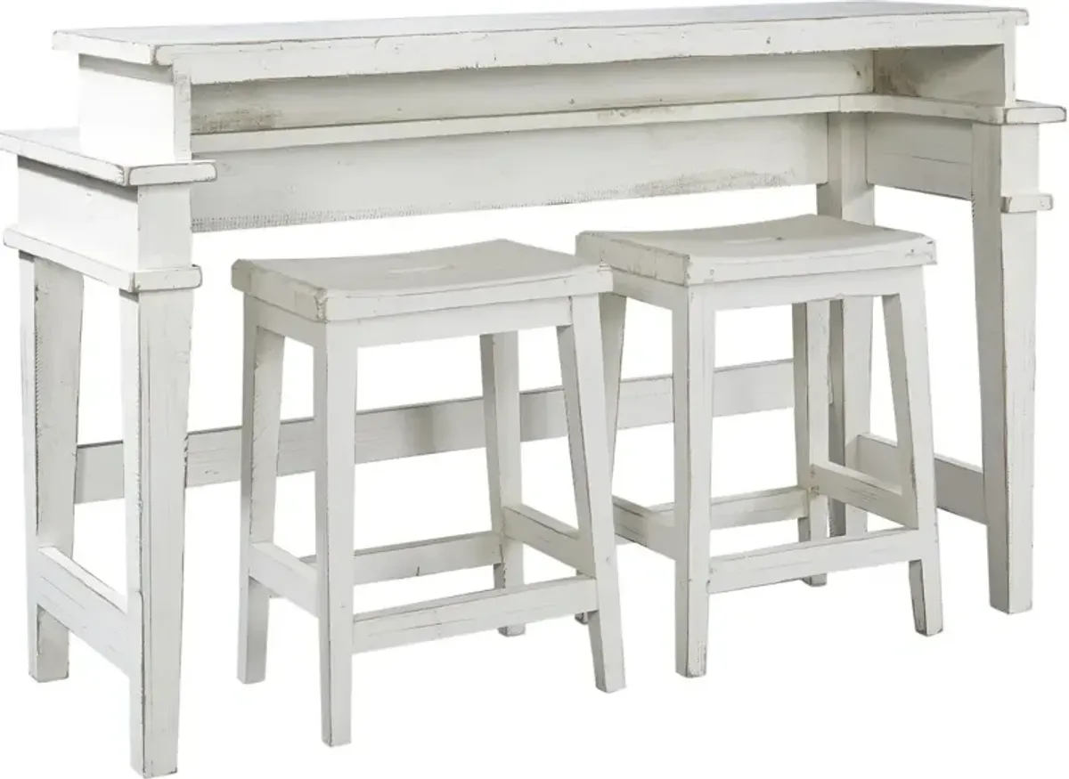 Aspenhome Reeds Farm 3-Piece Weathered White Bar Stools & Table Set