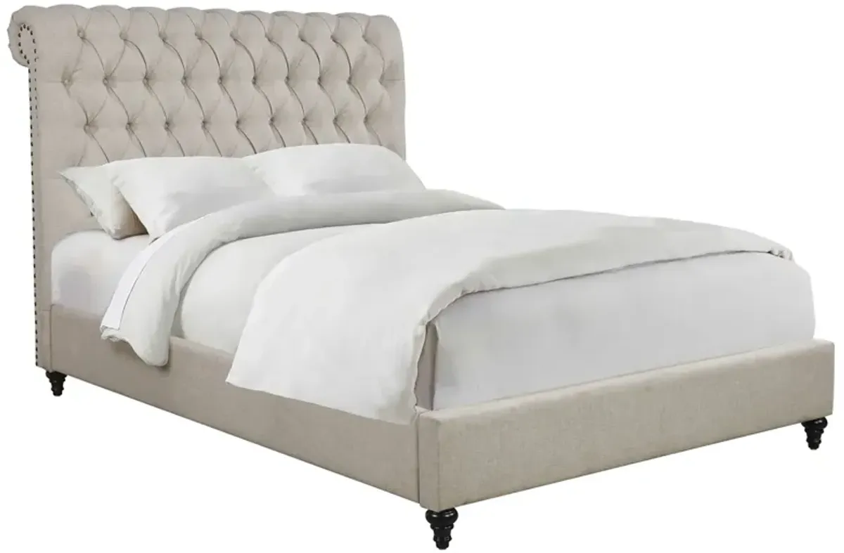 Coaster Devon Upholstered King Panel Bed Beige