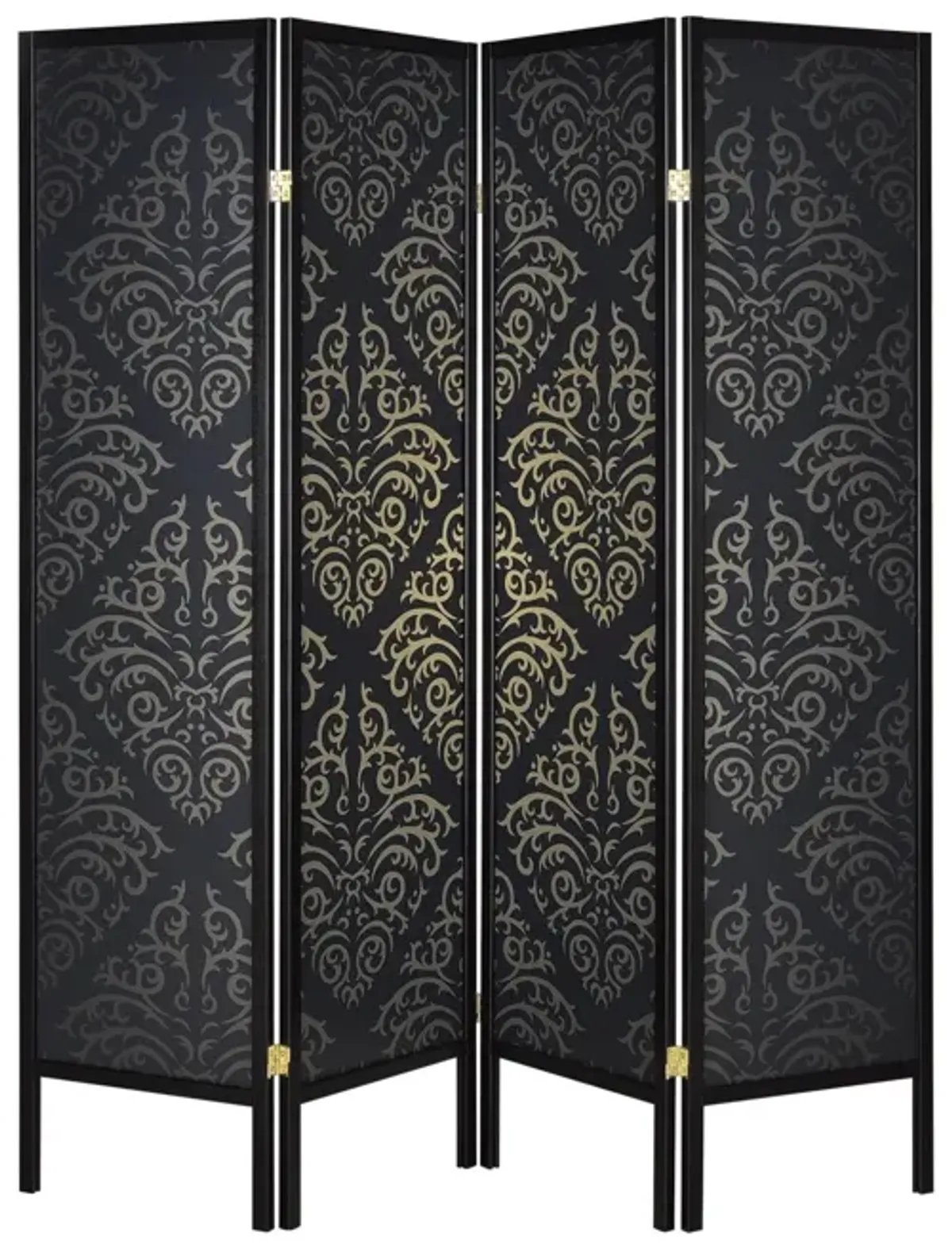 Coaster 4-Panel Room Divider Black Damask