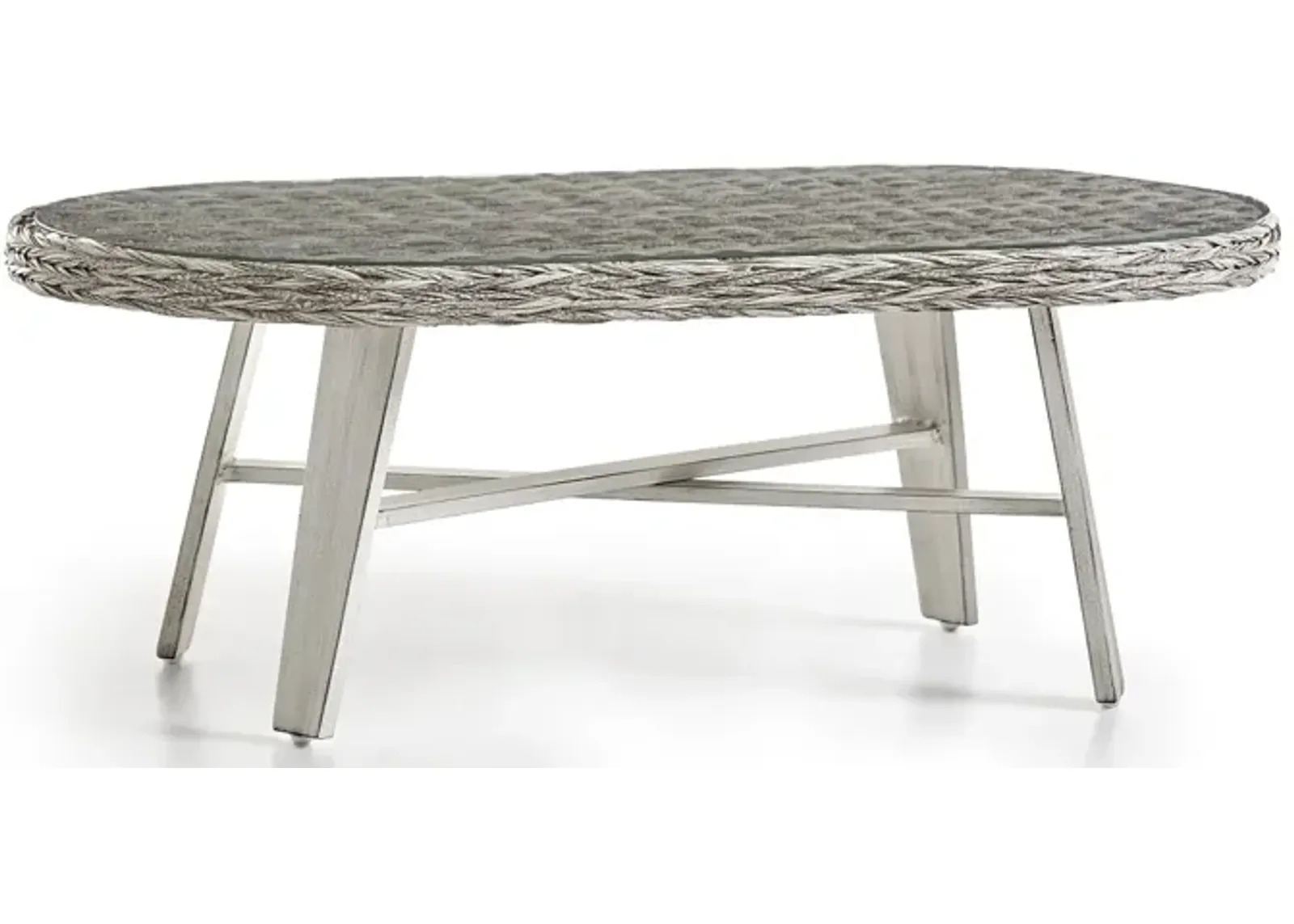 South Sea Outdoor Living Grand Isle Soft Granite Coffee Table with Tempured Glass Top