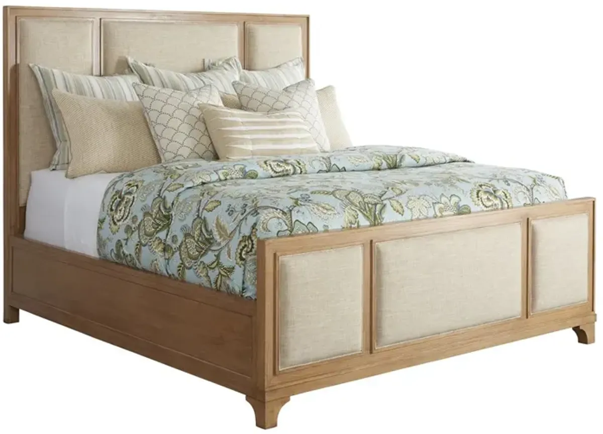 Barclay Butera by Lexington Newport Crystal Cove Wood Upholstered Panel King Bed in Brown/Ivory