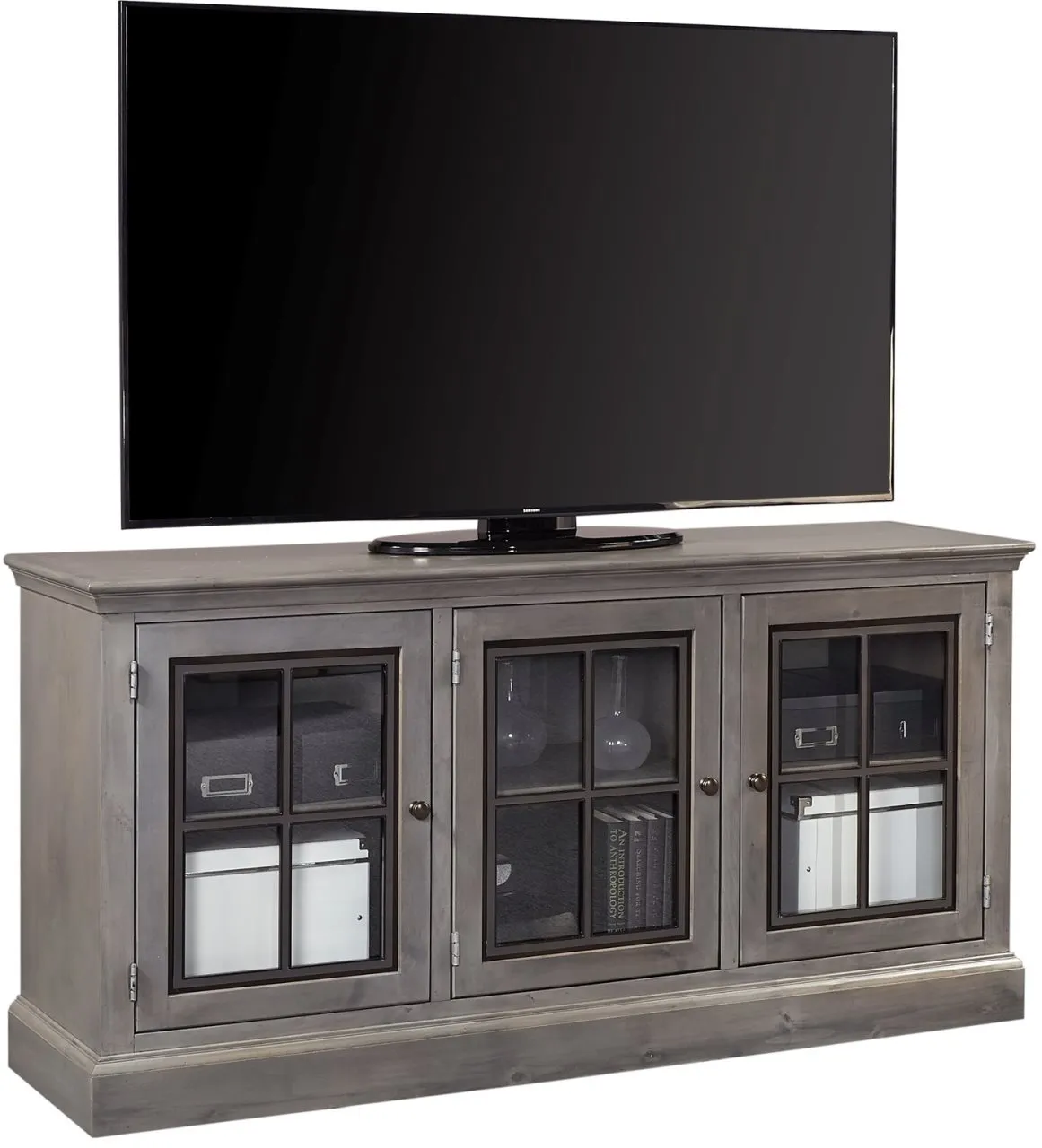 CHURCHILL SMOKEY GREY 66 INCH TV STAND CONSOLE WITH 3 DOORS