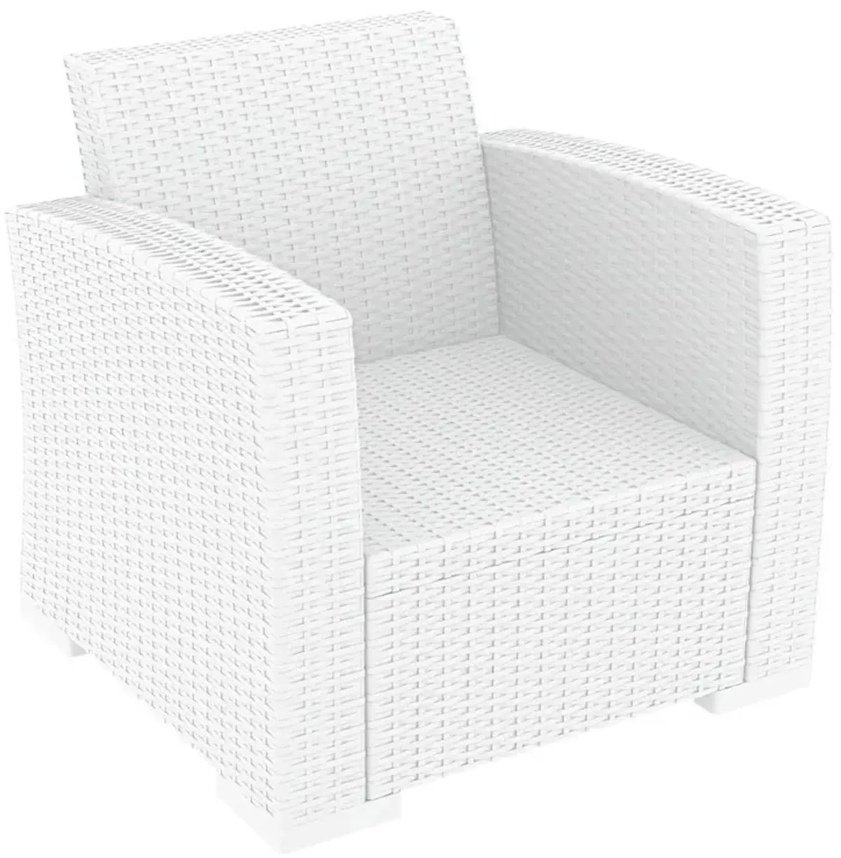 Compamia Monaco Resin Patio Club Lounge Chair White with Sunbrella Natural Cushion