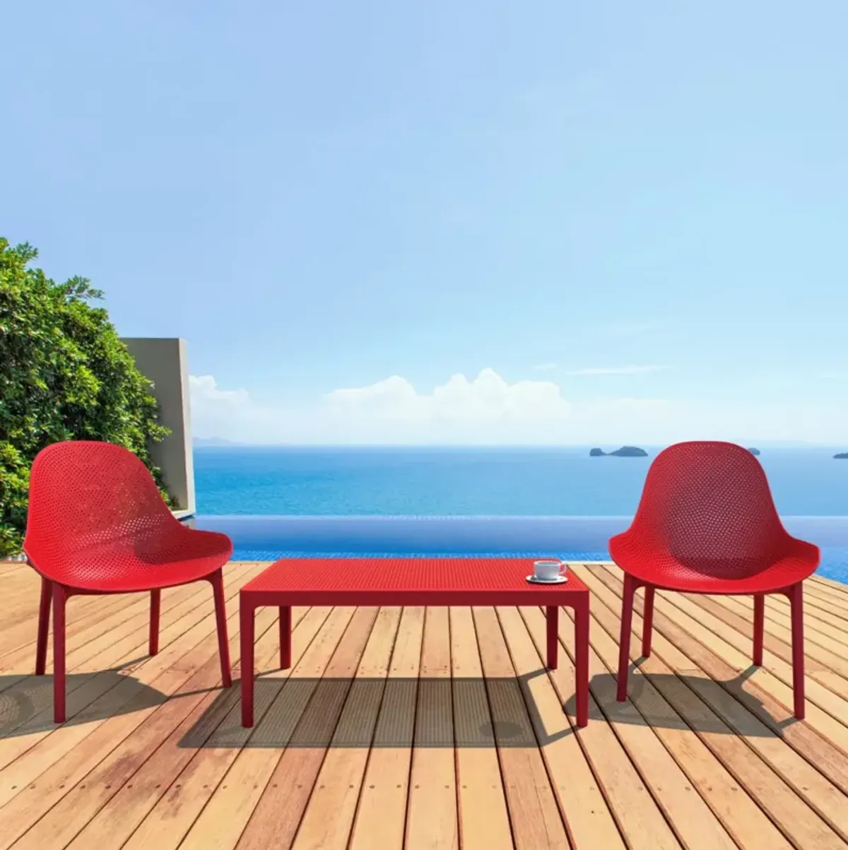 Compamia 3-Piece Red Outdoor Sky Lounge Patio Set