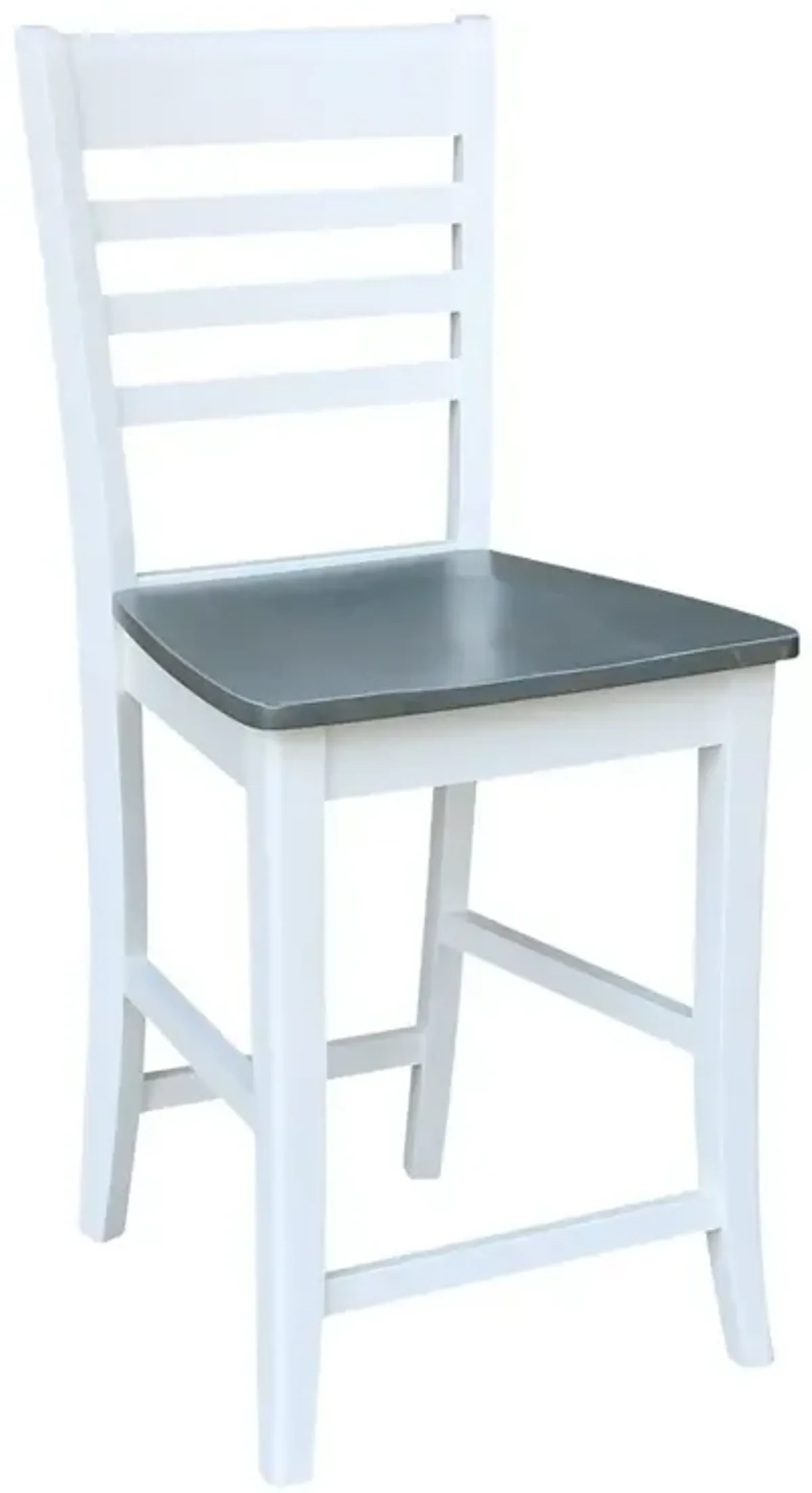John Thomas Cosmopolitan 24 Inch Roma Wood Stool in Heather Gray & White