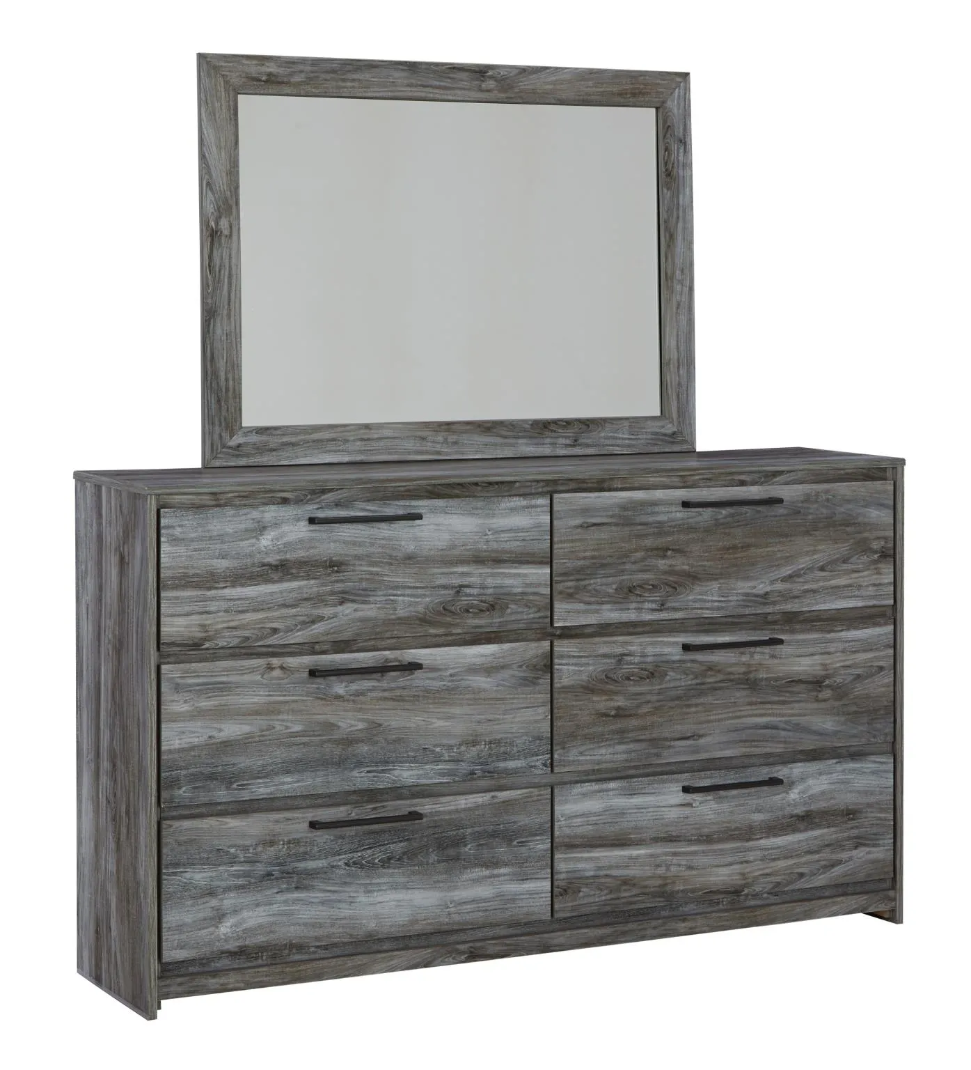 BAYSTORM DRESSER AND MIRROR GRAY SIGNATURE DESIGN